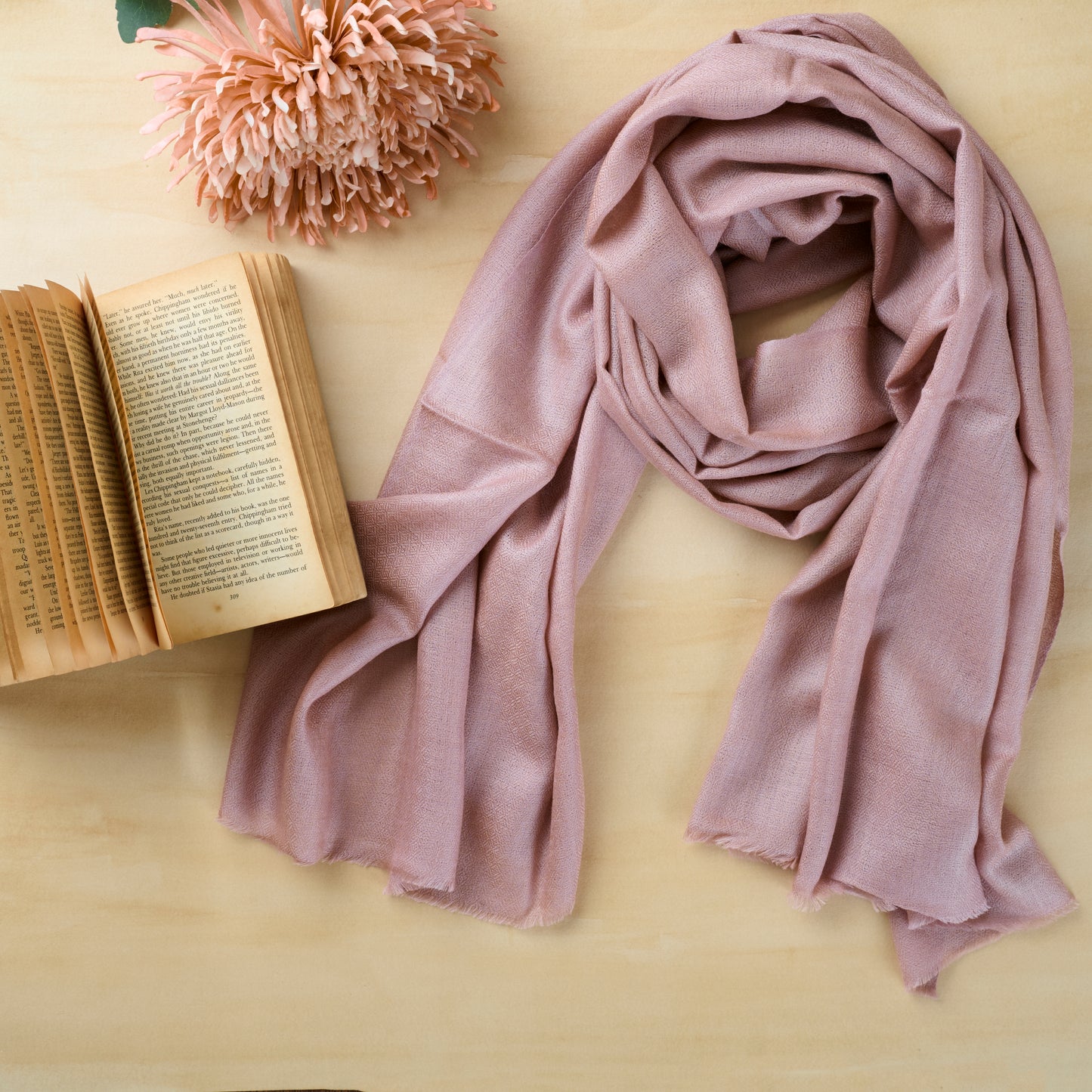 Winter Rose - Pure Cashmere Pashmina Stole